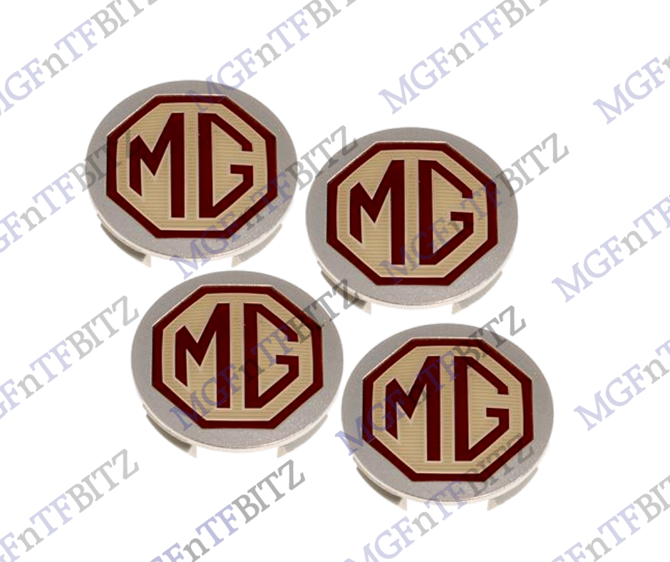 New Genuine MG MGTF MGF ALLOY WHEEL CENTRE CAPS 54mm X 4  BLACK & SILVER 
