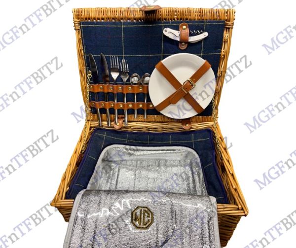 MG Wicker Picnic Basket logo cool bag interior at MGFnTFBITZ Glossop