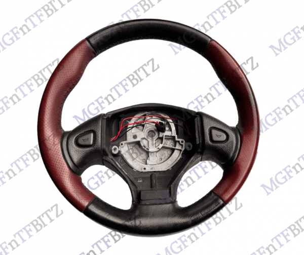 MGF 75th Anniversary Steering Wheel Leather Grenadine Red & Black QTB101020WFJ at MGFnTFBITZ