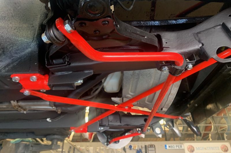 MGF MG TF Red Powder coated Anti Roll Bar & Stiffening Braces at MGFnTFBITZ Glossop