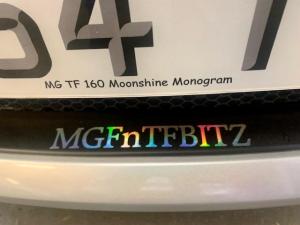 Rare MG TF 160 Moonshine Monogram 54 plate fully renovated at MGFnTFBITZ Glossop front bumper close up