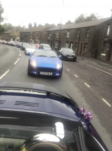 89.MGFs & MG TFs driving through Glossop Derbyshire for 2018 Topless Around The Peak District Charity Run raising money for UK Homes with MGFnTFBITZ