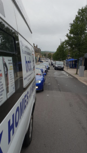 96.MGFs & MG TFs driving through Glossop Derbyshire for 2018 Topless Around The Peak District Charity Run raising money for UK Homes 4 Heroes with MGFnTFBITZ